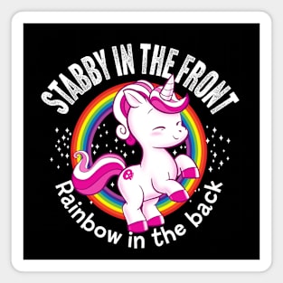 Stabby the unicorn with rainbows Magnet